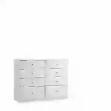 Luxury 8 Drawer Deep 45" Twin Chest White, Ivory, grey